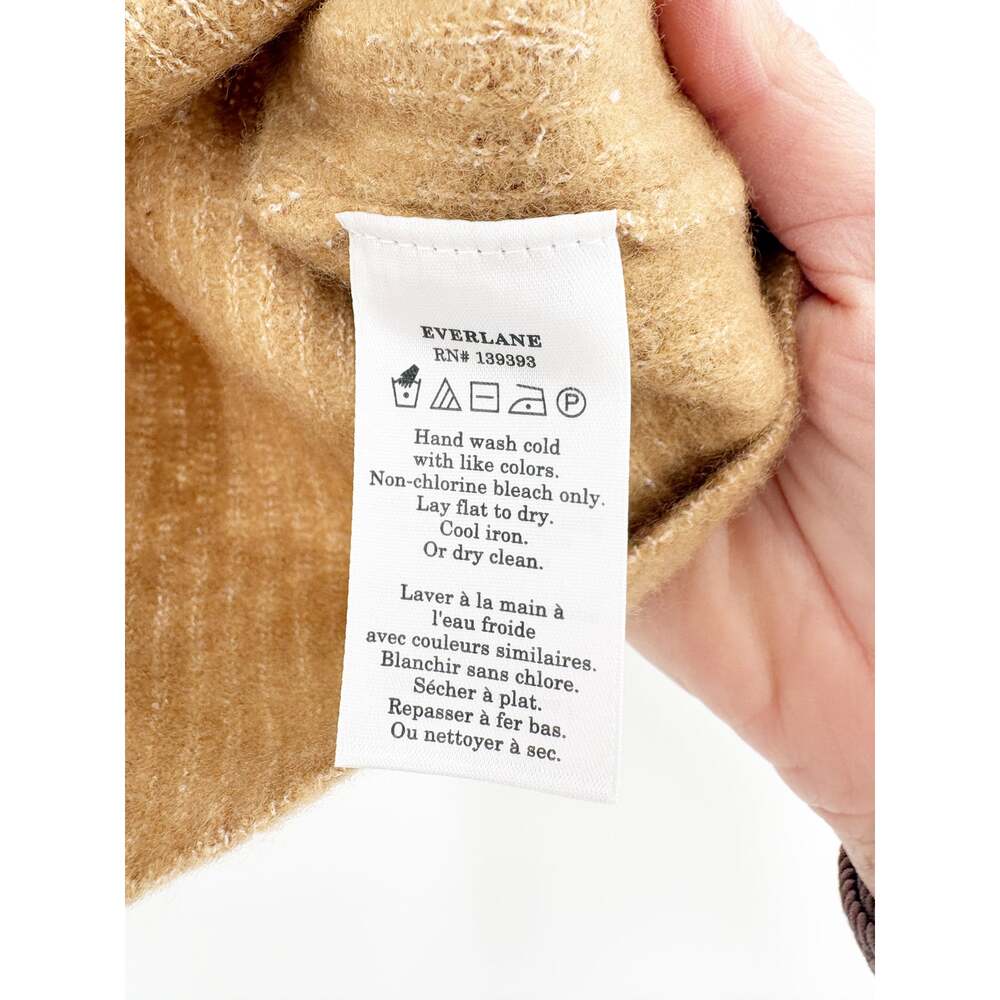 EVERLANE Crop Top Size S Camel Tan Stretch Wool Yak Knit Soft NEW - Picture 6 of 10